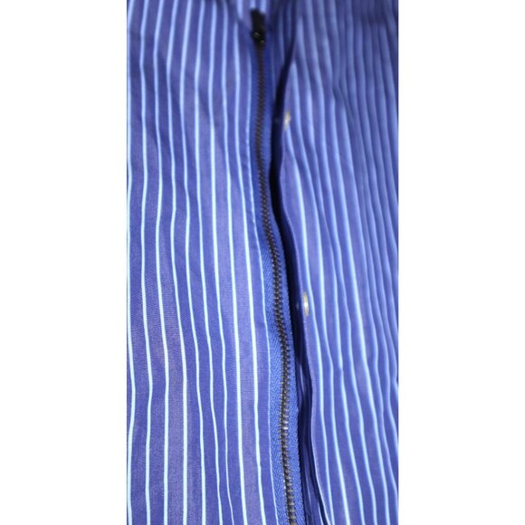 Teddy Stratford Blue Pinstripe LongSleeve Shirt w/ Hidden Zipper Front Old Money - Picture 4 of 7